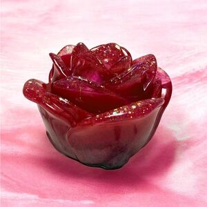 Hand Crafted Deep Pink Glitter Rose Jewelry Organizer